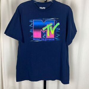 MTV Navy Blue Graphic T-Shirt sz L